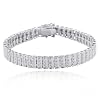 Rhodium Plated Sterling Silver Diamond Accent Line Bracelet, 7.25"