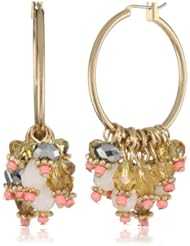 Leslie Danzis Light Coral Beaded Hoop Earrings