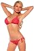 Womens Red Retro Polka Dot Halter String Ties Triangle Bikini photo