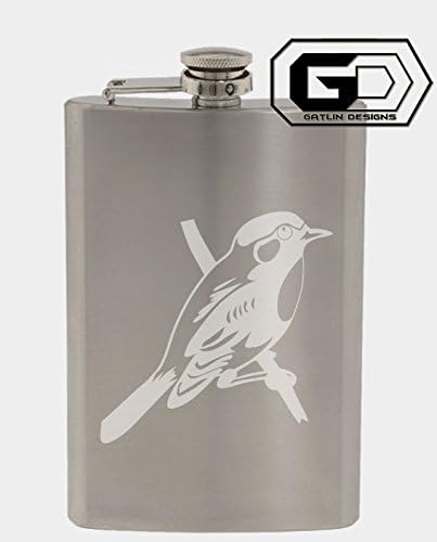 Song Bird 8oz. Stainless Steel Flask With Custom Hand Made Etching Custom Gifts