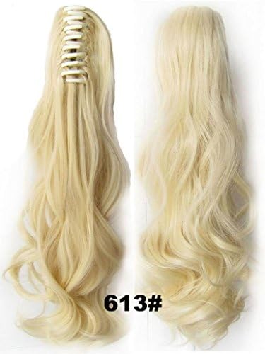 HairQueen Woman's Girls Hairpiece Long Wave Claw Ponytail Clip-in Hair Extensions Wig #613 lightest blonde