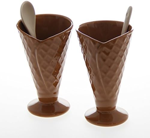 JustNile Set of 2 Mugs - Ice Cream Cone Brown