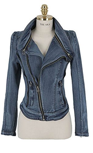 Blue Castle ブルーカステルー デニム ライダース ブルゾン ジャケット ジージャン 長袖 前開き 大きいサイズ カジュアル セレブ シンプル ジーンズ / レディース