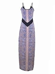 Sexy Chiffon Open-Back Slit Floral Print Paisley  Dress