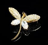 Gold-plated Dragonfly Pin Brooch W/Swarovski Crystals, Vintage Dragonfly Brooch, Jewelry Gift