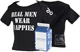 Spoilt Rotten ELITE Collection - Real Men Wear Nappies Cool Baby T-Shirt 100% Organic Sizes 18-24 months in funky Milk Carton BLACK
