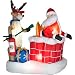 Christmas Animated Santa Chimney Fire with Fireman Reindeer