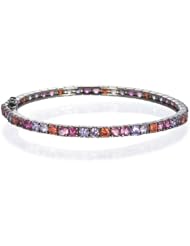 Pink Multi Color Stone Bangle in Black Plate