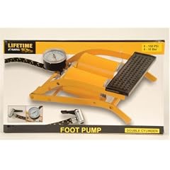 Fu�luftpumpe, Fu�pumpe, Luftpumpe, Doppelzylinder, gelb, mit Manometer, BE-84644
