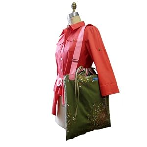 Yukiko Sato V3SL HANABI Leaf of Vela Oversized TESAGE purse, Style 3S, Pretty Pink Shoulder Strap, Cotton Canvas, Sling Shoulder bags with Japanese Drawstring Closure Top,