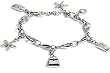 Silver Link Bracelet with Charm, Size: 7.5"