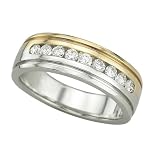 14K Two Tone Gold 1/3 ct. Channel Set Diamond Wedding Band