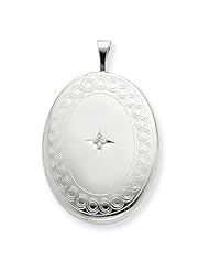 Sterling Silver 26mm Oval Diamond Locket