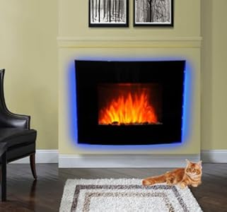 Best savings for  HOMCOM LED CURVED GLASS ELECTRIC WALL MOUNTED FIRE PLACE FIREPLACE 7 COLOUR SIDE LIGHTs SLIMLINE PLASMA FAN HEATER