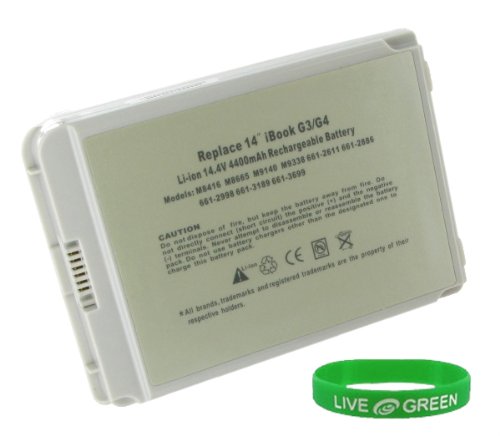 Replacement Laptop Battery for Apple iBook G3 14 M9009LL/A, 4400mAh 8 Cell