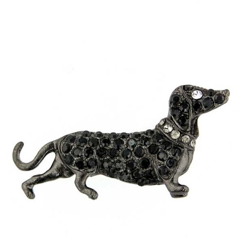 Jet Black Dog Brooch