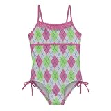 Girls' Xhilaration Argyle 1-pc. Swimsuit - White