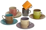 Yedi Houseware Classic Coffee and Tea Siena Espresso Cups and Saucers, Set of 6