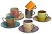 Espresso Coffee Cups with Matching Saucers (Set of 6) by Yedi Houseware|Premium Quality Porcelain In Stylish, Siena Colors for the Perfect Italian Espresso Experience|Stunning Hostess Gift Idea|2 ½ oz