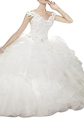  Organza Natural   Waistline  Lace  Ball Gown Wedding Dress  With Ruffles