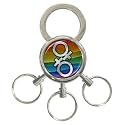 3 Ring Key Chain of Gay Pride Rainbow Diamond Female Symbols Flag (Gay, Lesbian, Bi, Bisexual, Transexual, Transgender)