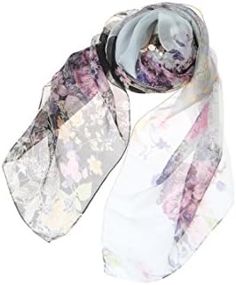 Lemonpaier Women's Pattern Printing Chiffon 52.3*52.3inches Oversize Square Silk Scarf White