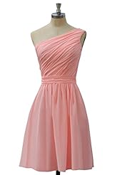 Chiffon Short One Shoulder Evening Dress/Homecoming Dress/Bridesmaid Dress/Prom Dress/Quinceanera Dress/Wedding Party Dress 