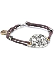Lucky Brand Silver-Tone Brown Leather Bracelet