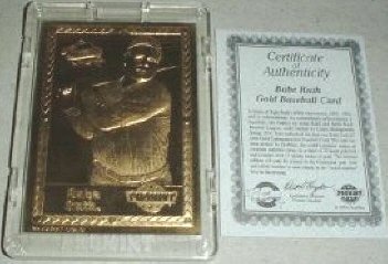 1994 Promint BABE RUTH GOLD BASEBALL Card 22K Gold