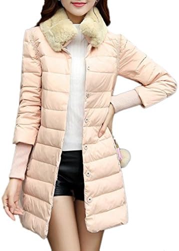 ShanMou Women's Winter Down Coats Fur-Trimmed Hood Down Jackets JTYL9983(Pink,M)