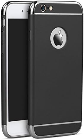 iPhone 6 plus/6s plus 5.5 Inch Case, Emey Ultra-thin 3 in 1 Anti-Scratch Fingerprint Shockproof Resist Cracking Electroplate Metal Texture PC Hard Back Cover for Apple iPhone (Black+Space Gray)