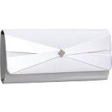 Coloriffics Handbags White Satin and Boca Crepe Rhinestone Clutch