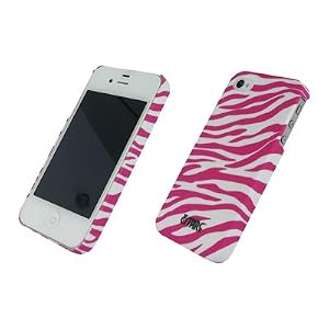 EMPIRE Apple iPhone 4/4S Pink and White Zebra Stripes Stealth Rubberized Design Hard Case Cover [EMPIRE Packaging]