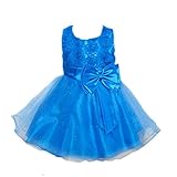 【ノーブランド 品】女の子　キッズドレス　蝶結び　ベルト付き　プリンセスドレス　ウエディングドレス　ファッション　キュート　ブルー　身長全6サイズ - 140cm