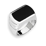 Onyx and Sterling Silver Men's Ring (Sizes 9-11)