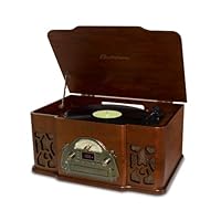 Electrohome Wellington 4-In-1 Nostalgia Turntable Real Wood Stereo System with Record Player, USB Recording, MP3, CD & AM/FM Radio - EANOS502