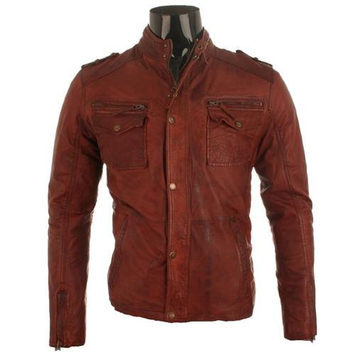 Mens Hunza Very Soft Military Style Leather Jacket 