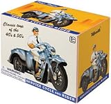 Retro Plastic Motorcycle with Sidecar and Rider 1:24 Scale ~ Toysmith Reissue of 1950 Thomas Toy