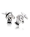 Chess horse Mens Silver Cufflinks