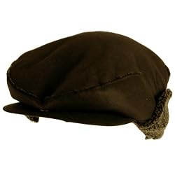 New Faux Suede Sherpa Ivy Cap Hat W Ear Flaps Brown Large / Extra Large