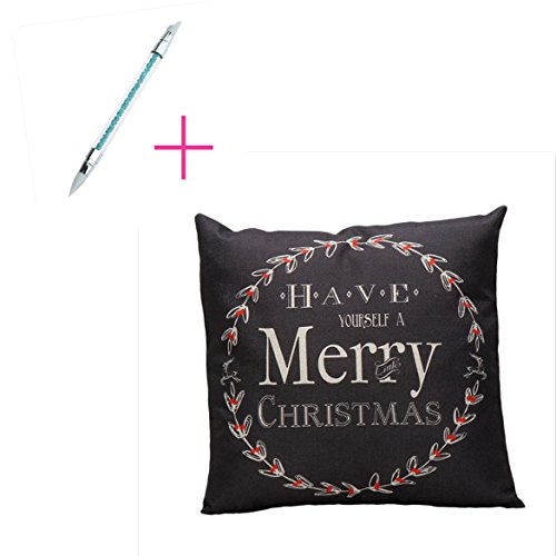 Susenstone Vintage Christmas Letter Sofa Bed Home Decoration Pillow Case (Black)