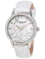 Stuhrling Original Womens 520.1115P7 Vogue Audrey Verona Del Mar Swiss Quartz Mother-Of-Pearl Swarovski Crystal White Watch