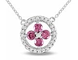 10k White Gold 1/2 CT TDW Pink and White Diamond Necklace With Chain (G-H, I1-I2)