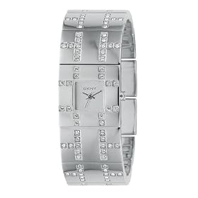 DKNY Ladies Stainless Steel Stone Set Bangle Silver Dial
