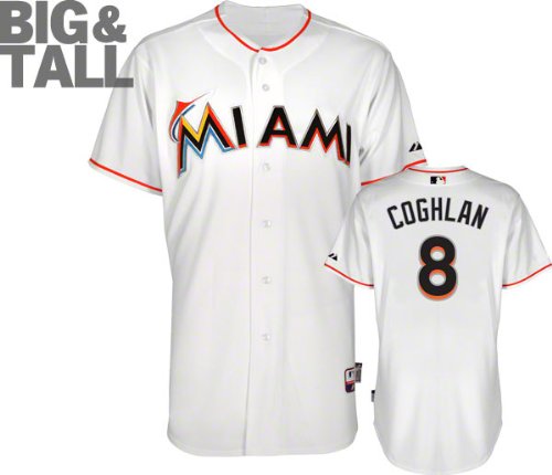 Chris Coghlan Jersey: Big & Tall Miami Marlins #8 Home White Authentic Cool Baseâ