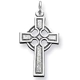 Solid Sterling Silver Celtic & Iona Antiqued Cross Pendant