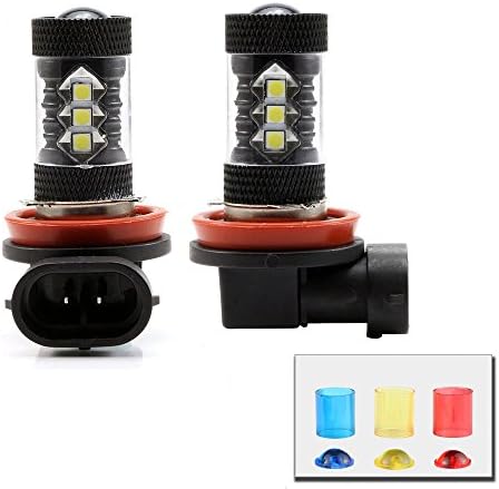 YBELE 2016Newest! 2 x 80W H8 Super Bright High Power 16PCS LED Bulbs Used for DRL or Fog Lights- 2 Yr Warranty (H8)