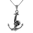 Sterling Silver Skull Anchor Necklace