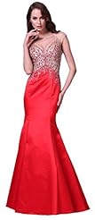 Sleeveless Taffeta  Open-Back Mermaid Evening Dress  With Rhinestones