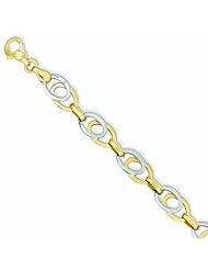 Genuine 14K Two-Tone 8.5In Polished Fancy Link Bracelet 8.5 Inches 6 Grams Of Gold 100% Satisfaction Guaranteed.